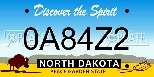 0A84Z2 North Dakota License Plate