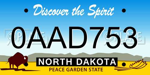 0AAD753 North Dakota License Plate