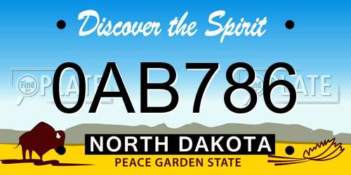 0AB786 North Dakota License Plate