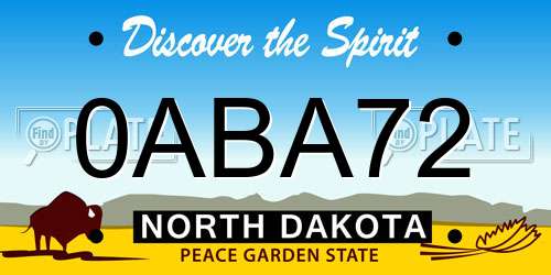 0ABA72 North Dakota License Plate