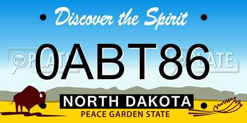 0ABT86 North Dakota License Plate