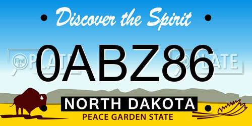 0ABZ86 North Dakota License Plate