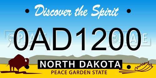 0AD1200 North Dakota License Plate