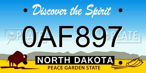 0AF897 North Dakota License Plate