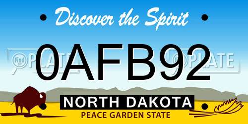 0AFB92 North Dakota License Plate
