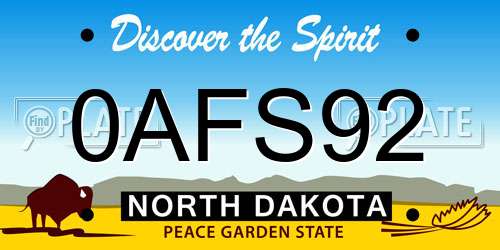 0AFS92 North Dakota License Plate