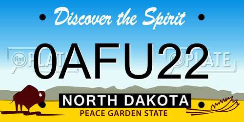 0AFU22 North Dakota License Plate
