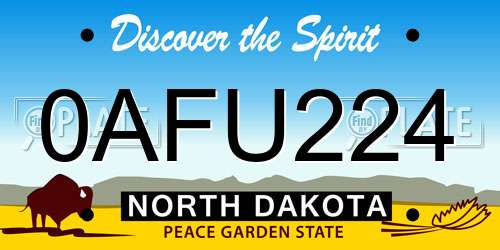 0AFU224 North Dakota License Plate