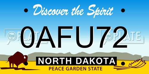 0AFU72 North Dakota License Plate