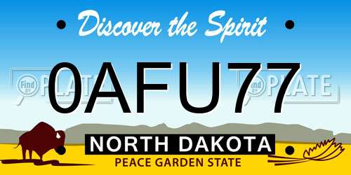 0AFU77 North Dakota License Plate