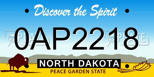0AP2218 North Dakota License Plate