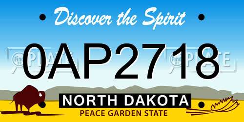 0AP2718 North Dakota License Plate