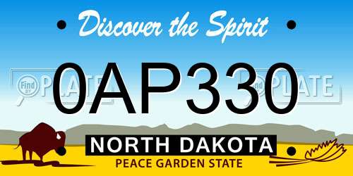 0AP330 North Dakota License Plate