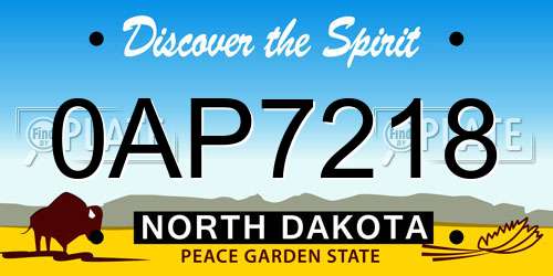 0AP7218 North Dakota License Plate