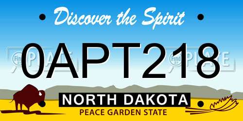 0APT218 North Dakota License Plate