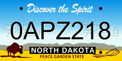 0APZ218 North Dakota License Plate