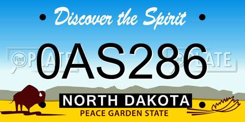 0AS286 North Dakota License Plate