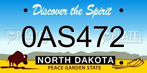 0AS472 North Dakota License Plate