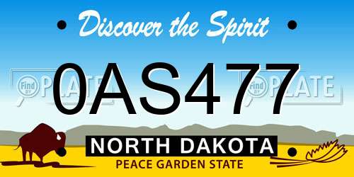 0AS477 North Dakota License Plate