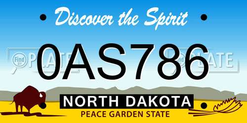 0AS786 North Dakota License Plate
