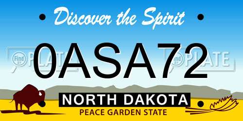 0ASA72 North Dakota License Plate
