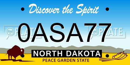 0ASA77 North Dakota License Plate