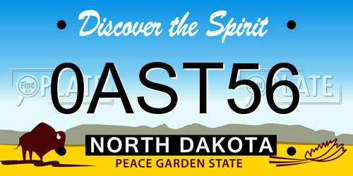 0AST56 North Dakota License Plate