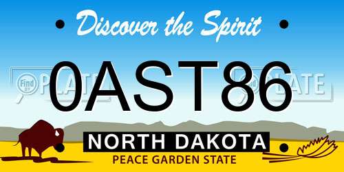 0AST86 North Dakota License Plate