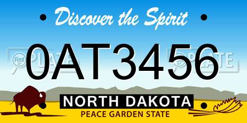 0AT3456 North Dakota License Plate