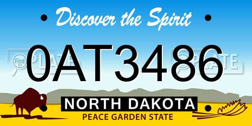 0AT3486 North Dakota License Plate