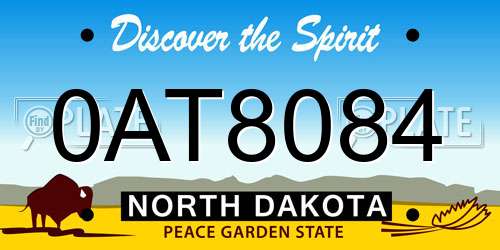 0AT8084 North Dakota License Plate