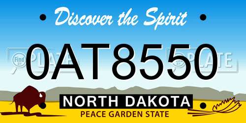 0AT8550 North Dakota License Plate
