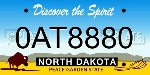 0AT8880 North Dakota License Plate