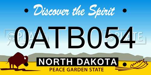 0ATB054 North Dakota License Plate