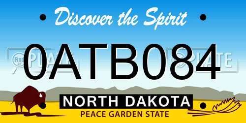 0ATB084 North Dakota License Plate