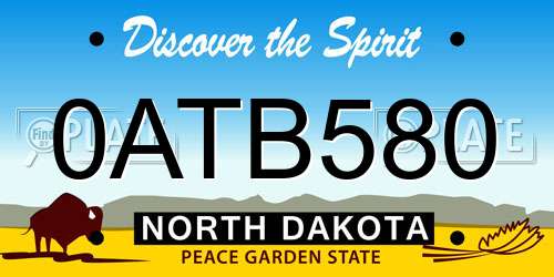 0ATB580 North Dakota License Plate