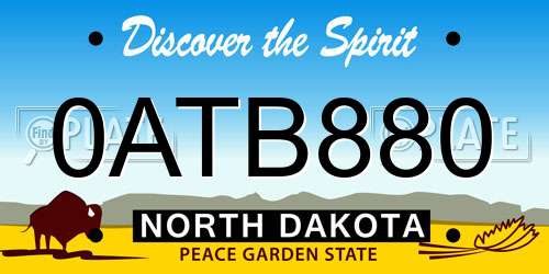 0ATB880 North Dakota License Plate