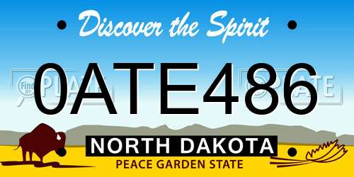 0ATE486 North Dakota License Plate