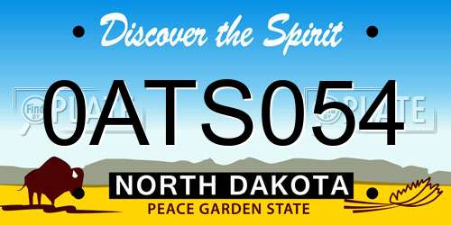 0ATS054 North Dakota License Plate