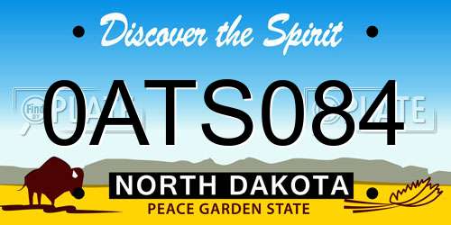 0ATS084 North Dakota License Plate
