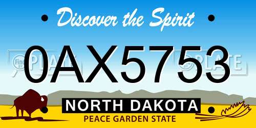 0AX5753 North Dakota License Plate