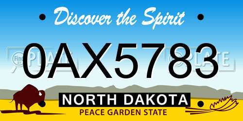 0AX5783 North Dakota License Plate