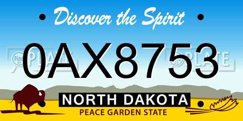 0AX8753 North Dakota License Plate