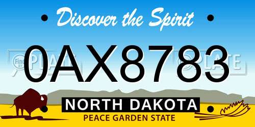 0AX8783 North Dakota License Plate
