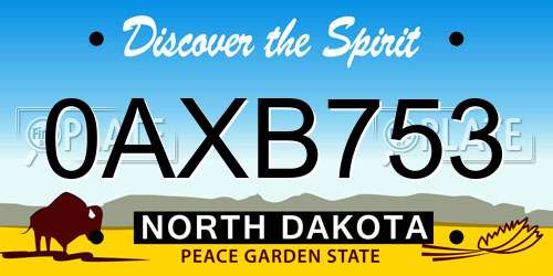 0AXB753 North Dakota License Plate