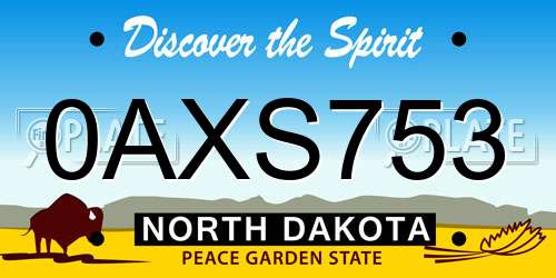 0AXS753 North Dakota License Plate
