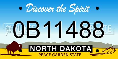0B11488 North Dakota License Plate