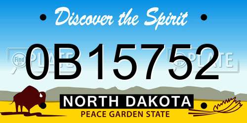 0B15752 North Dakota License Plate