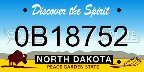 0B18752 North Dakota License Plate