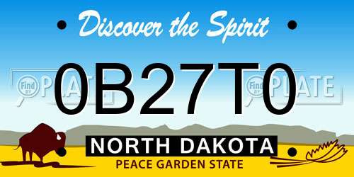 0B27T0 North Dakota License Plate